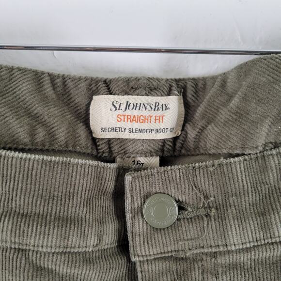 St Johns Bay Corduroy Pants Sz 16 Tall Green Straight Secretly Slender Boot Cut - Picture 3 of 10